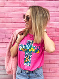 Floral cross tee
