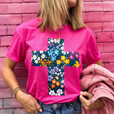 Floral cross tee