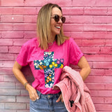 Floral cross tee